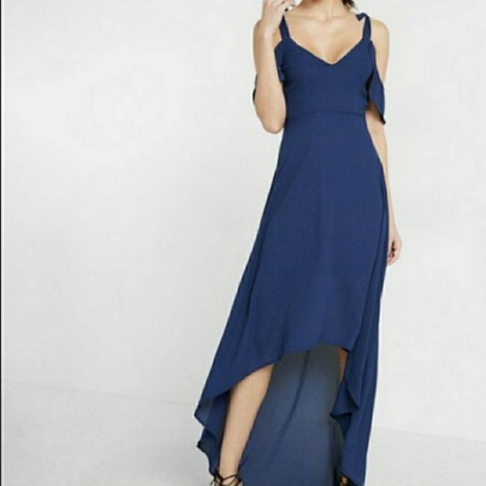 Express NWT High-Low Maxi Formal Dress Navy 00